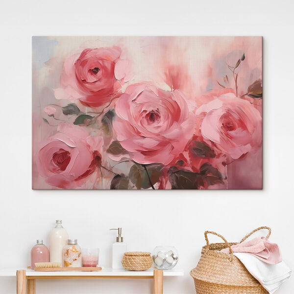 Schilderij van roze rozen Schilderij van roze rozen