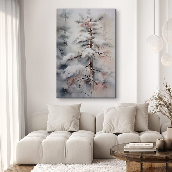 Besneeuwde boom in een bos Besneeuwde boom in een bos