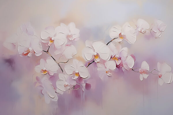 Schilderij van witte bloemen Schilderij van witte bloemen