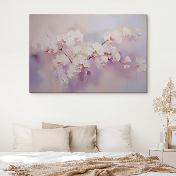 Schilderij van witte bloemen Schilderij van witte bloemen
