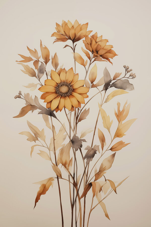 Schilderij van een zonnebloem Schilderij van een zonnebloem