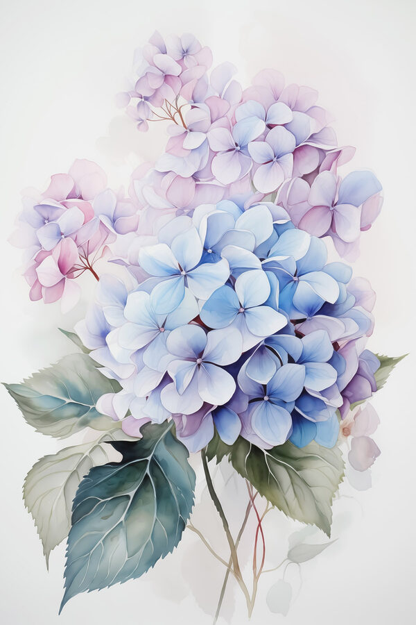 Schilderij van bloemen op een witte achtergrond Schilderij van bloemen op een witte achtergrond
