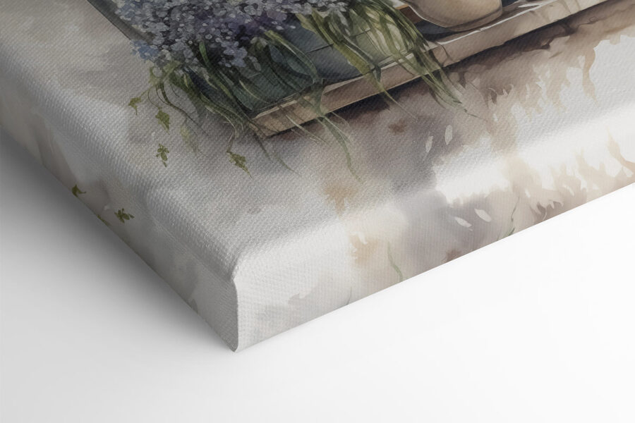 Aquarel van een raam met potplanten Aquarel van een raam met potplanten