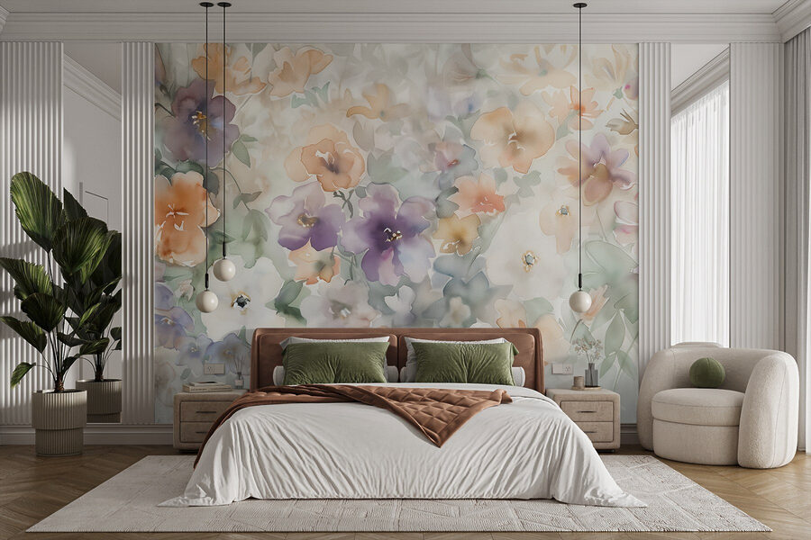 Schilderij van bloemen op een wit oppervlak Schilderij van bloemen op een wit oppervlak
