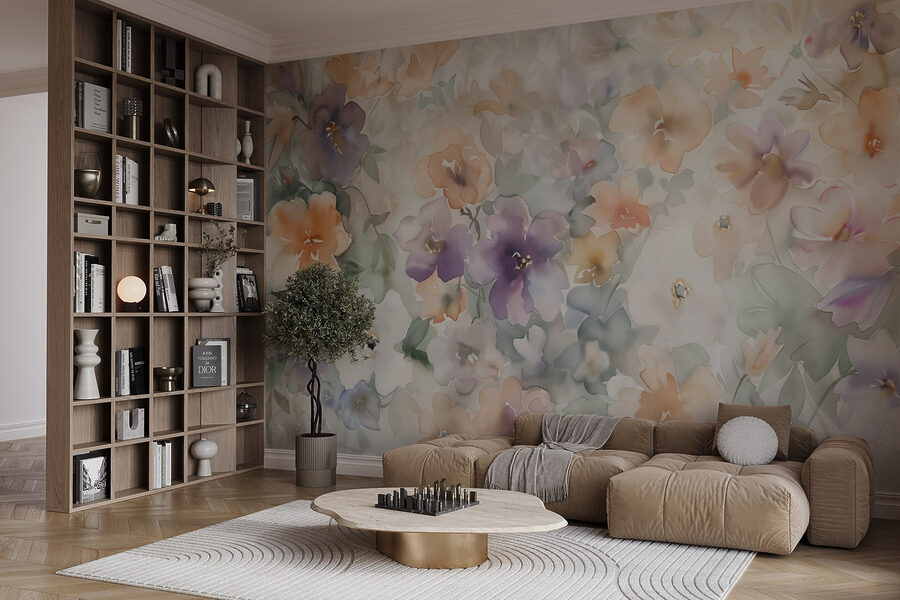 Schilderij van bloemen op een wit oppervlak Schilderij van bloemen op een wit oppervlak