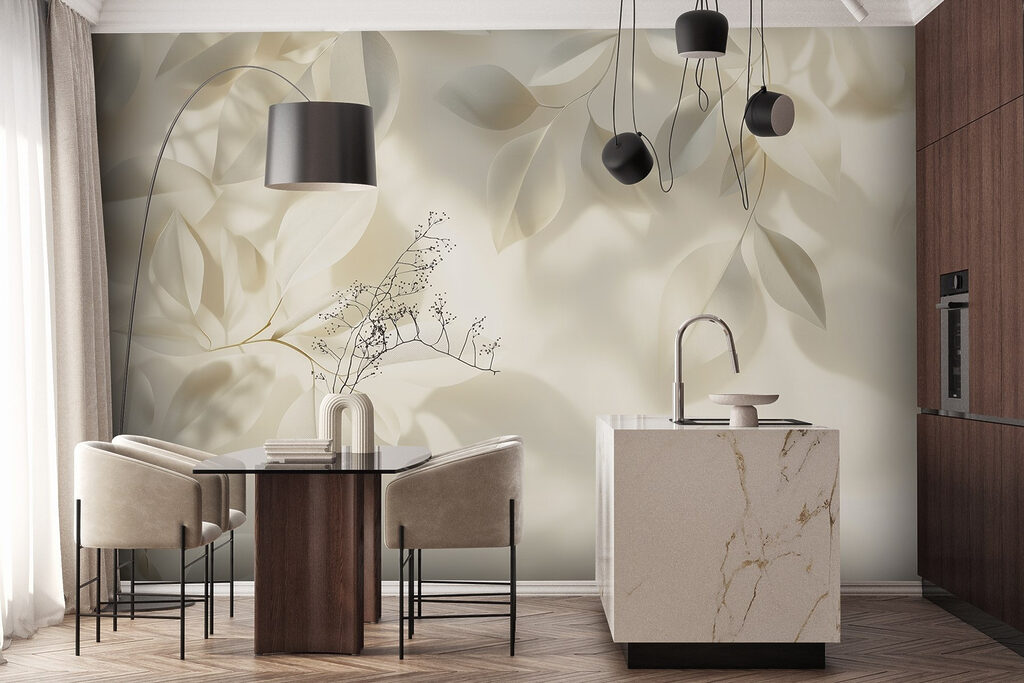 White leaves on a white surface