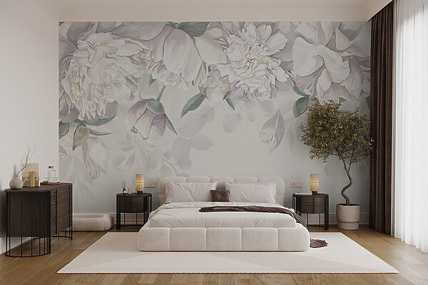 Witte bloemen met groene bladeren Witte bloemen met groene bladeren