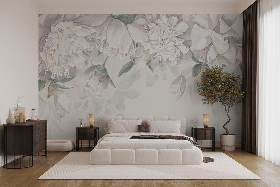 Witte bloemen met groene bladeren Witte bloemen met groene bladeren