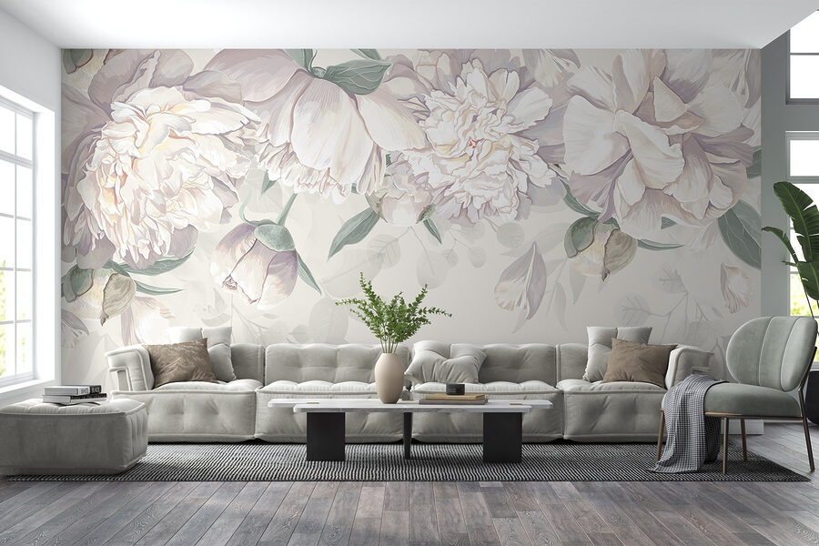 Witte bloemen met groene bladeren Witte bloemen met groene bladeren
