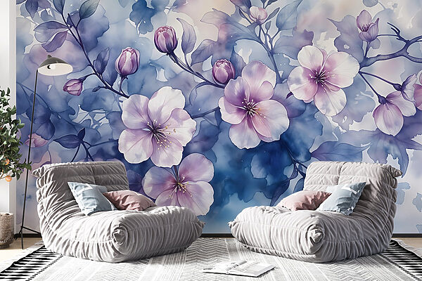 Schilderij van bloemen op een tak Schilderij van bloemen op een tak