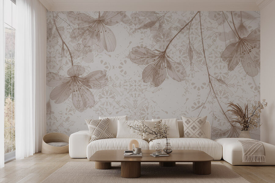 Delicate bloemen in zachte tinten.