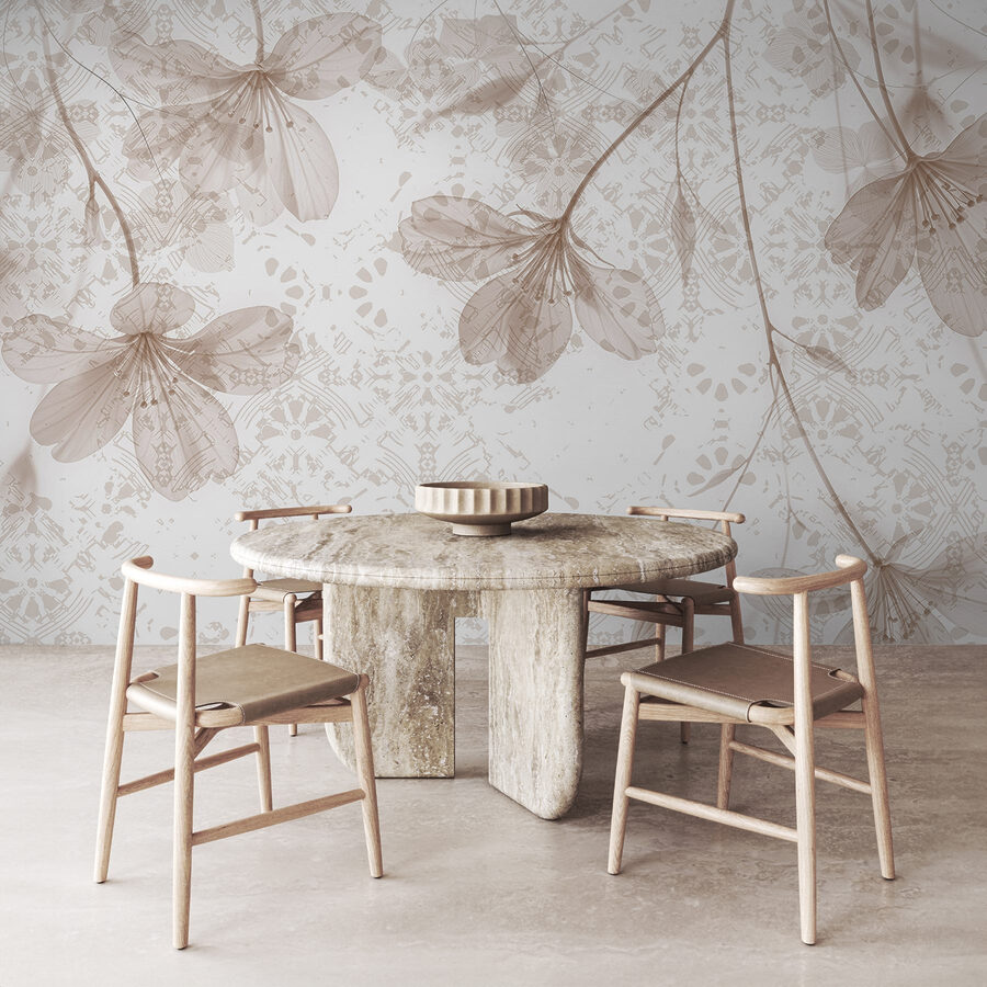 Delicate bloemen in zachte tinten.