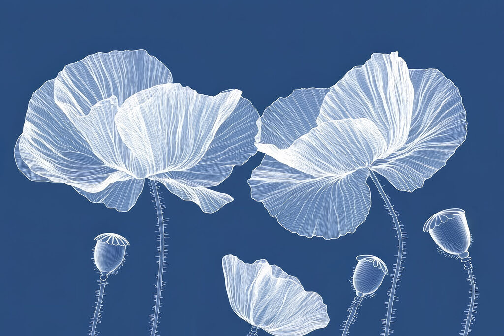 Witte bloemen op een blauwe achtergrond Witte bloemen op een blauwe achtergrond