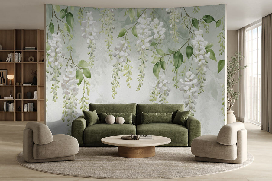 Fotobehang Delicate bloesems in zachte tinten - Afbeelding 3