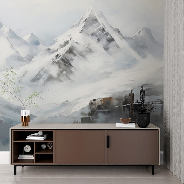 Schilderij van een besneeuwde bergketen Schilderij van een besneeuwde bergketen