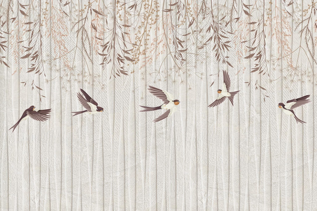 Behang met vliegende vogels Behang met vliegende vogels