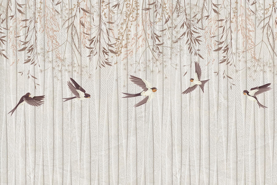Behang met vliegende vogels