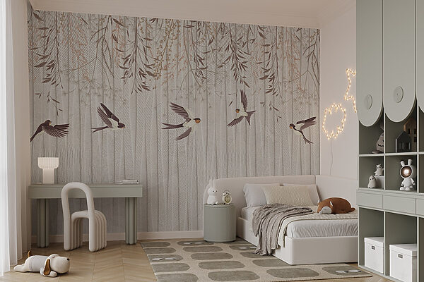 Behang met vliegende vogels Behang met vliegende vogels