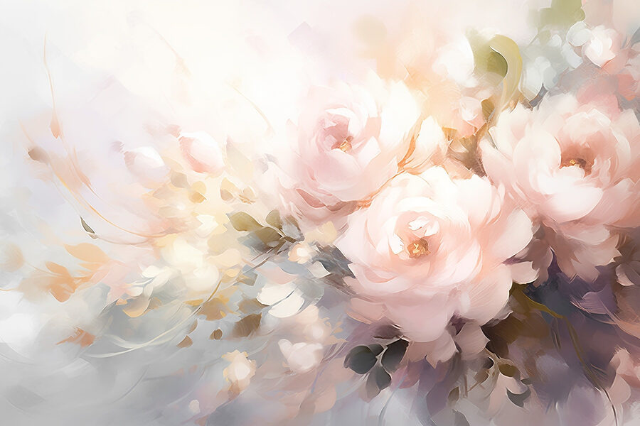 Schilderij van bloemen op een wit oppervlak
