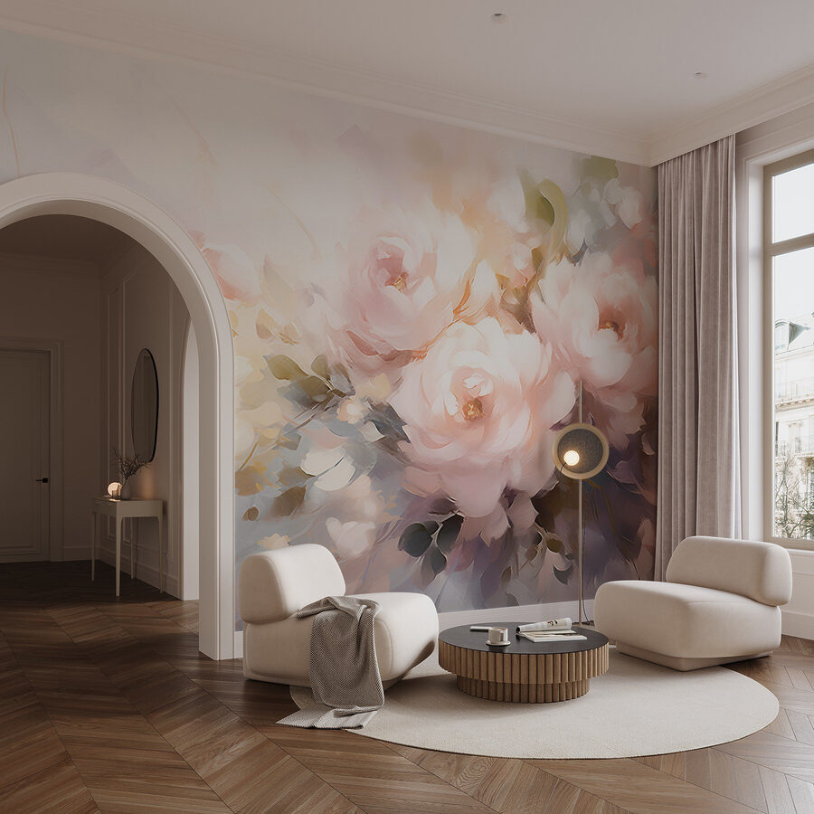 Schilderij van bloemen op een wit oppervlak