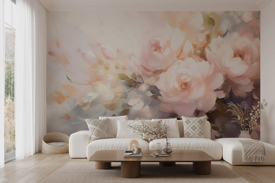 Schilderij van bloemen op een wit oppervlak