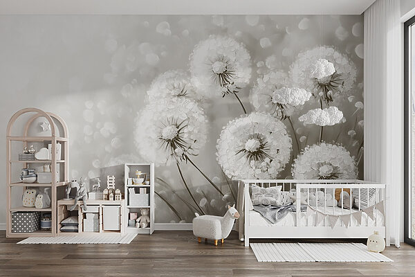 Groep paardenbloemen met witte bloemen Groep paardenbloemen met witte bloemen