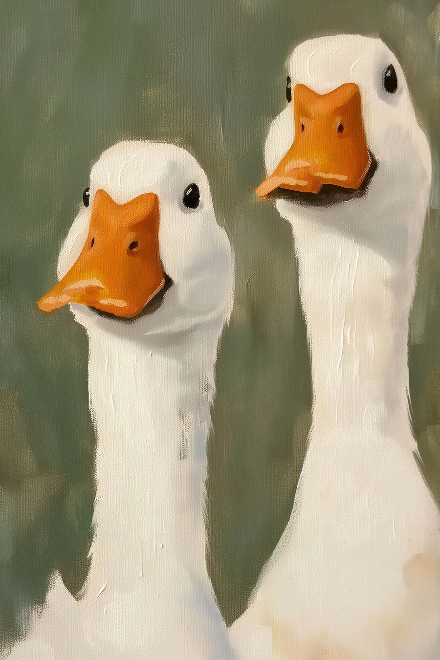 Schilderij van twee witte eenden