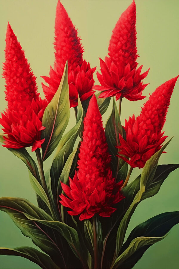 Schilderij van rode bloemen Schilderij van rode bloemen