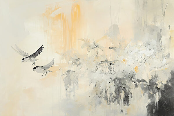 Schilderij van vogels vliegend in de lucht Schilderij van vogels vliegend in de lucht
