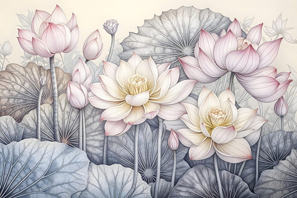 Delicate blooms in tranquil waters Delicate blooms in tranquil waters