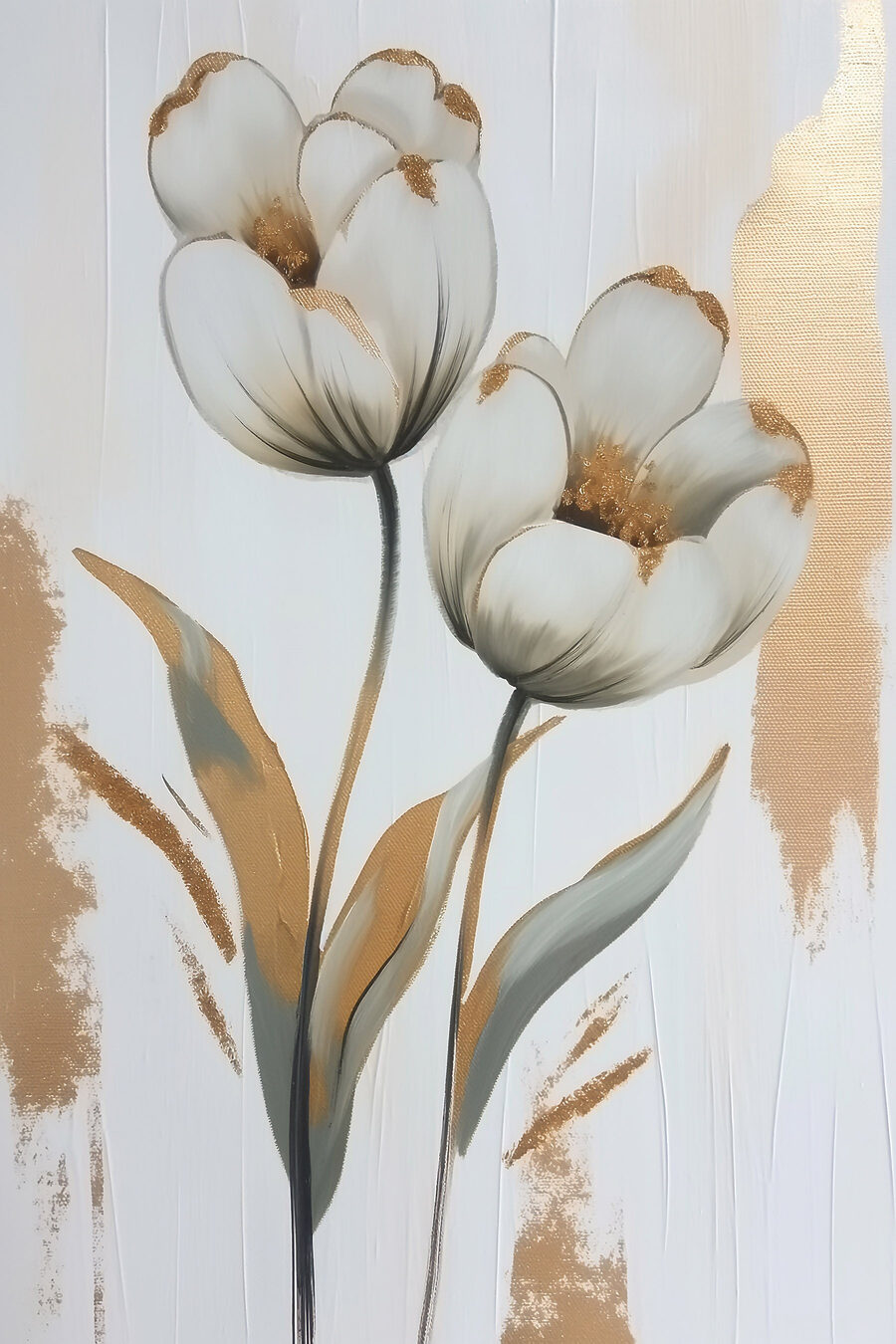 Schilderij van bloemen op een wit oppervlak