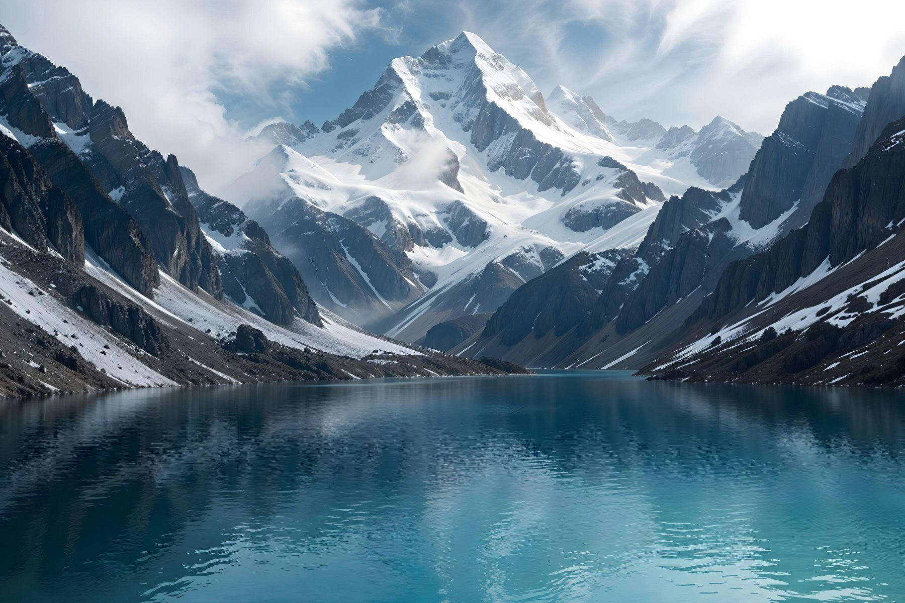 Lake surrounded by mountains
