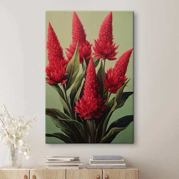 Schilderij van rode bloemen Schilderij van rode bloemen