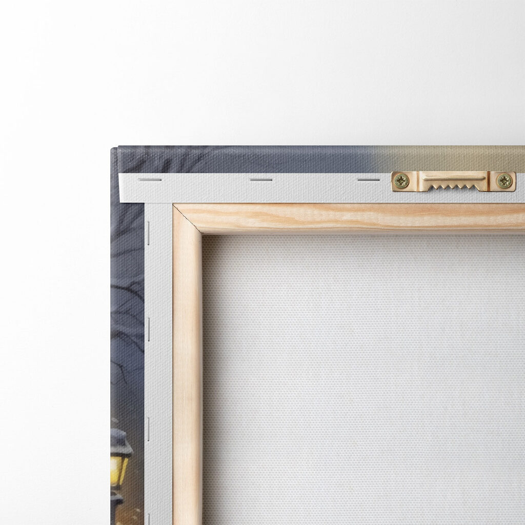 Train on the tracks in the snow