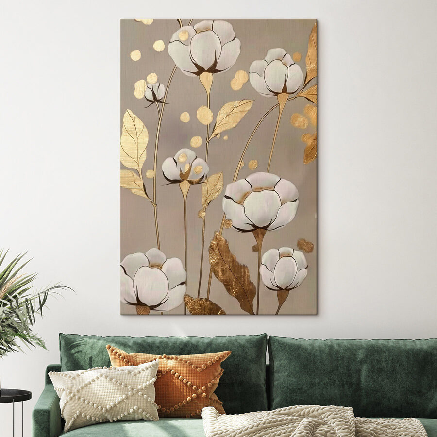 Schilderij van bloemen en bladeren