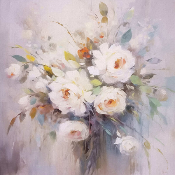 Schilderij van witte bloemen Schilderij van witte bloemen