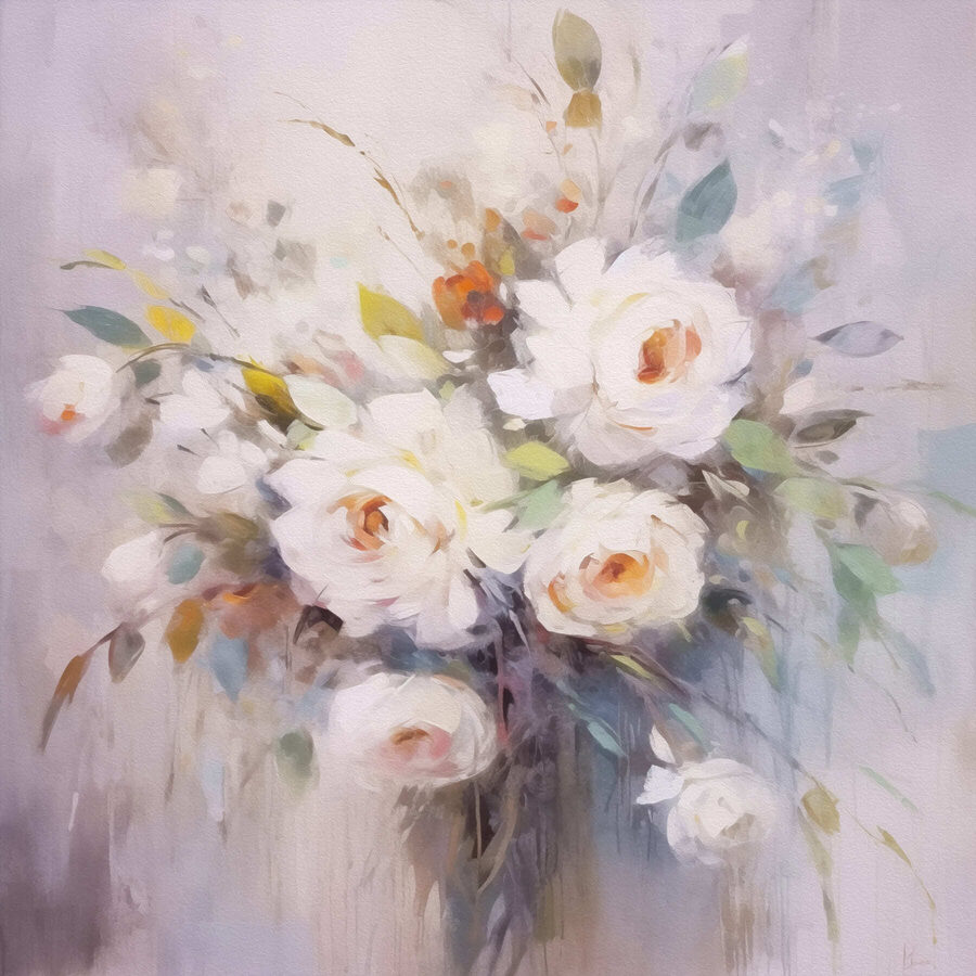 Schilderij van witte bloemen