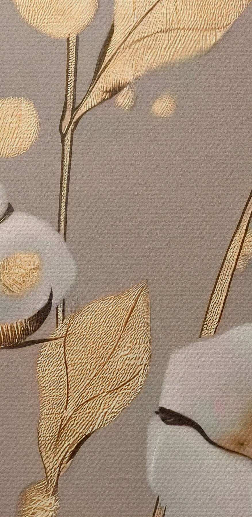 Schilderij van bloemen en bladeren