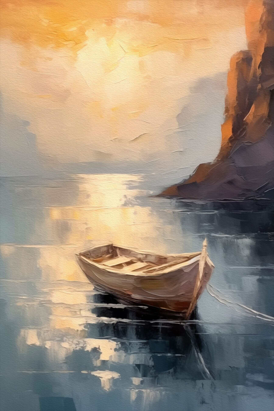 Schilderij van een boot in water