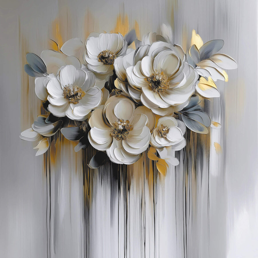 Schilderij van bloemen op een witte achtergrond
