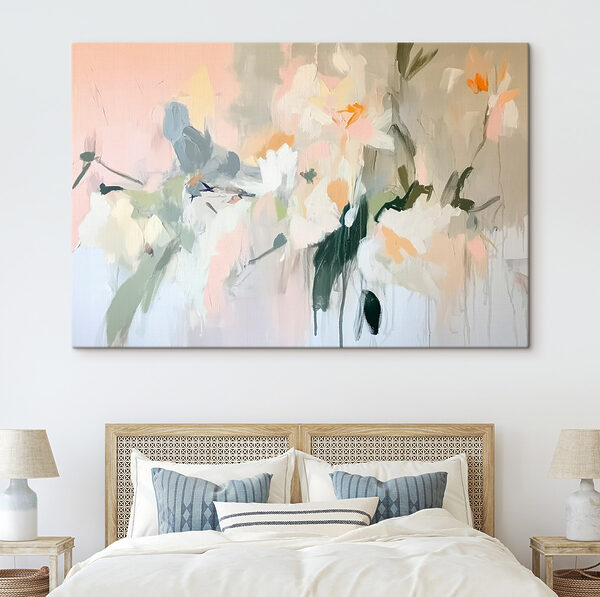 Schilderij van bloemen op een muur Schilderij van bloemen op een muur
