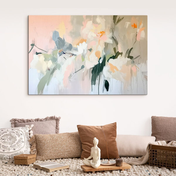 Schilderij van bloemen op een muur Schilderij van bloemen op een muur