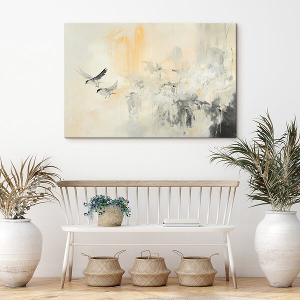Schilderij van vogels vliegend in de lucht Schilderij van vogels vliegend in de lucht