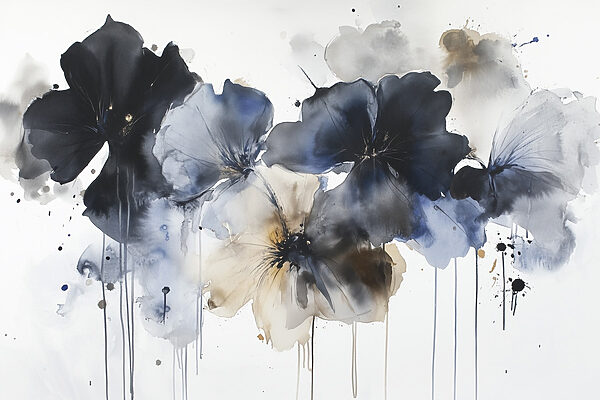 Schilderij van bloemen op een witte achtergrond Schilderij van bloemen op een witte achtergrond