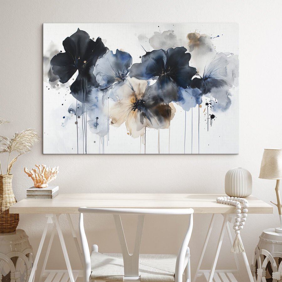 Schilderij van bloemen op een witte achtergrond Schilderij van bloemen op een witte achtergrond