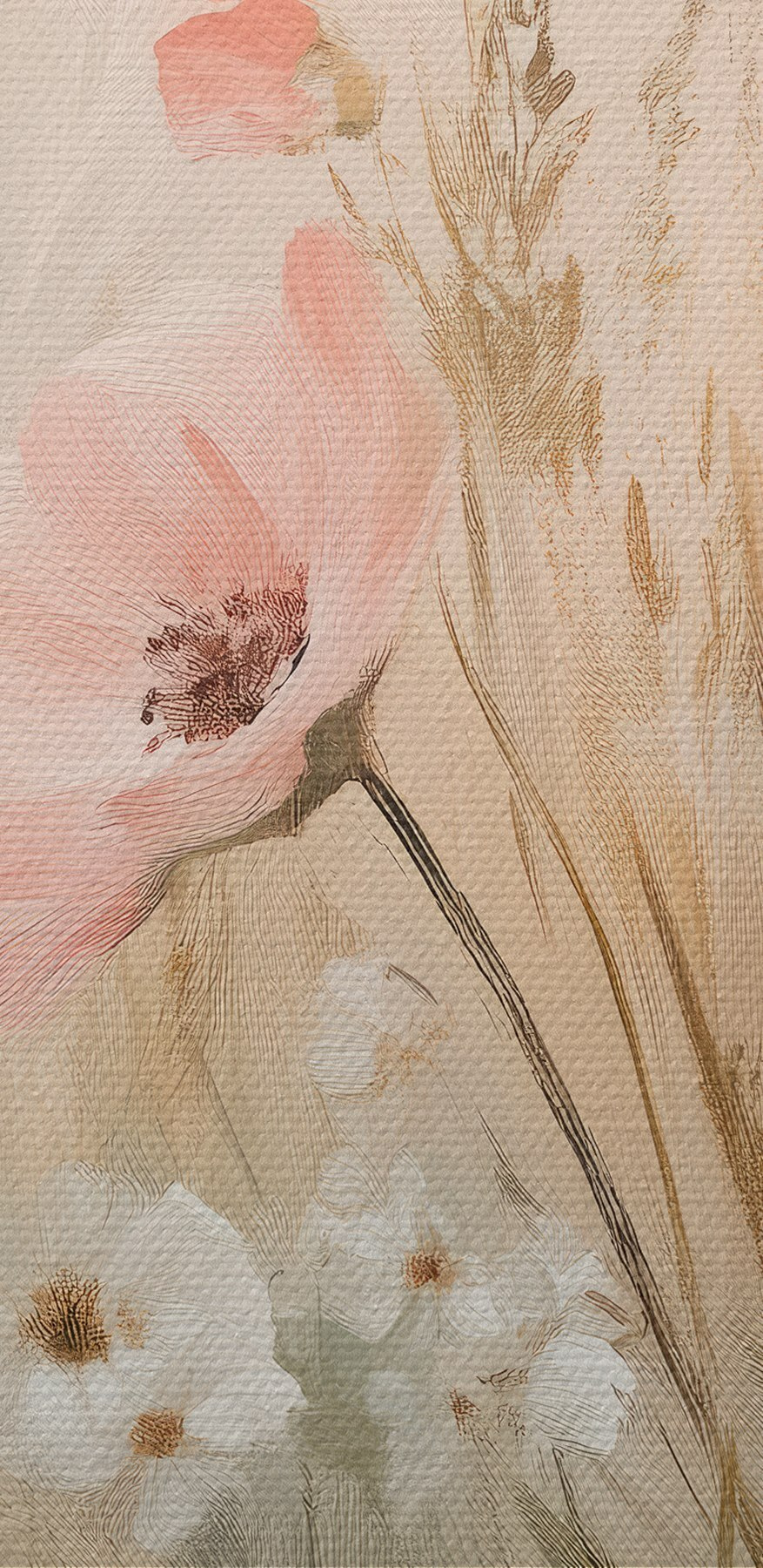 Schilderij van bloemen in een veld