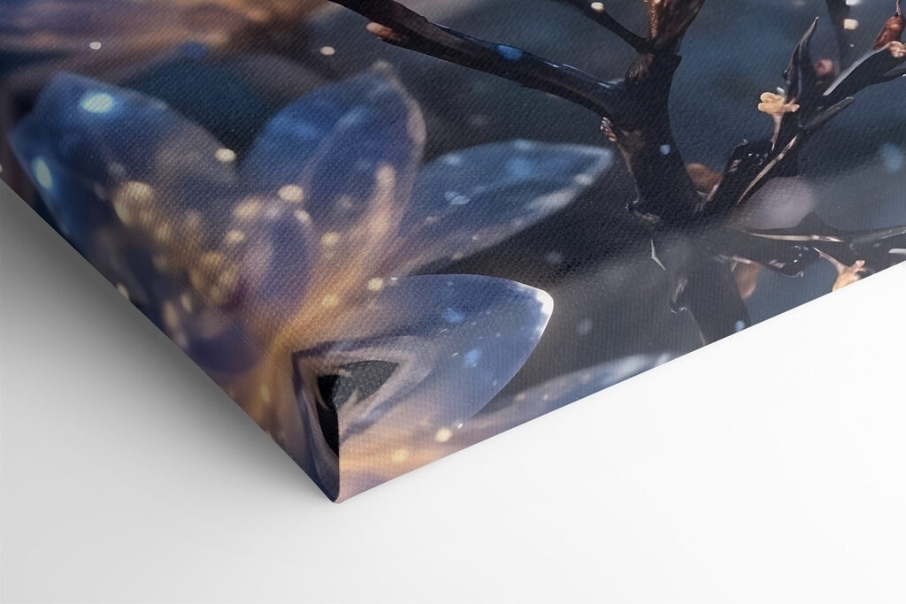 Group of flowers with glowing lights on them