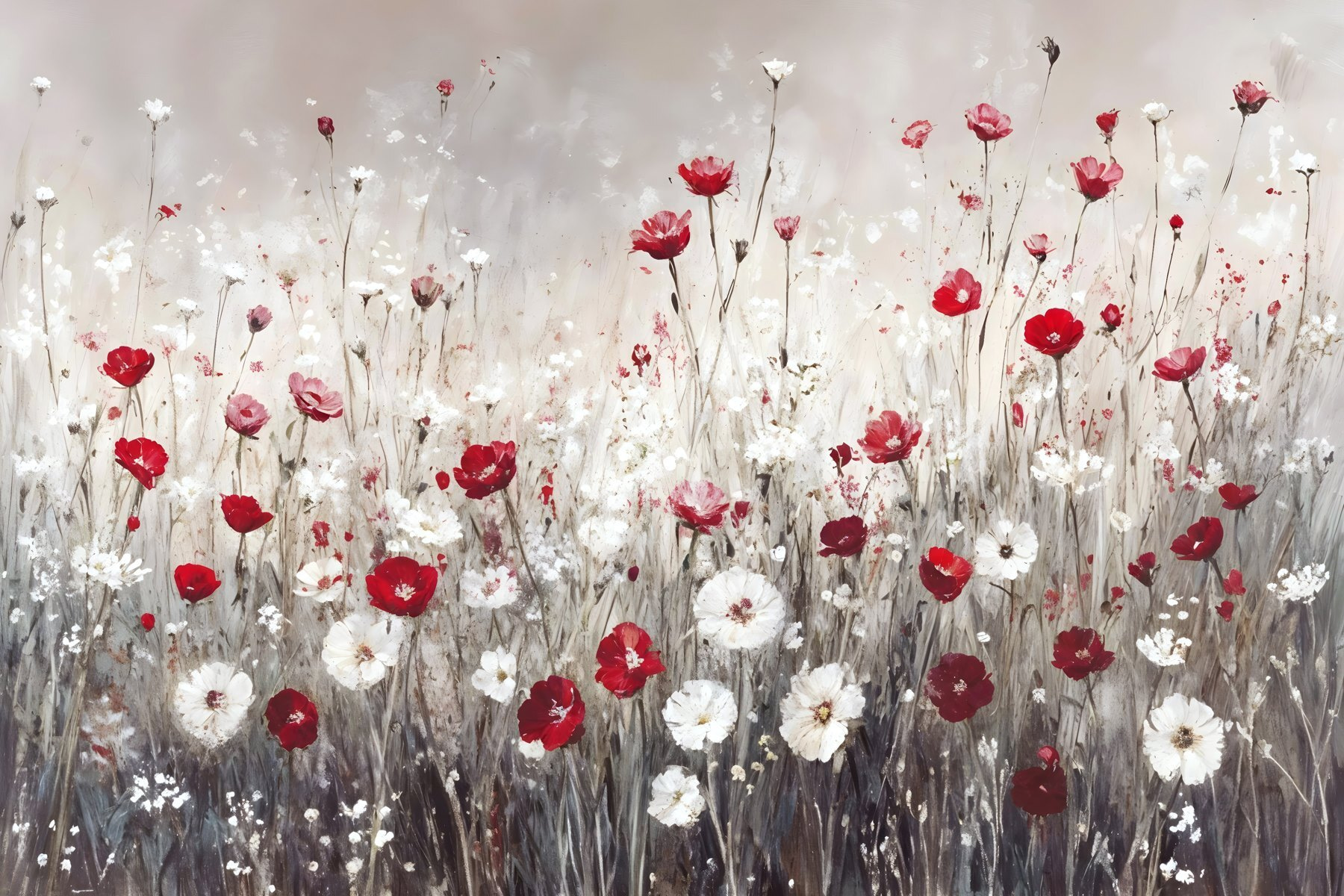 Painting of red and white flowers