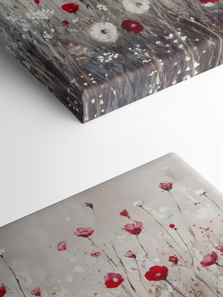 Painting of red and white flowers