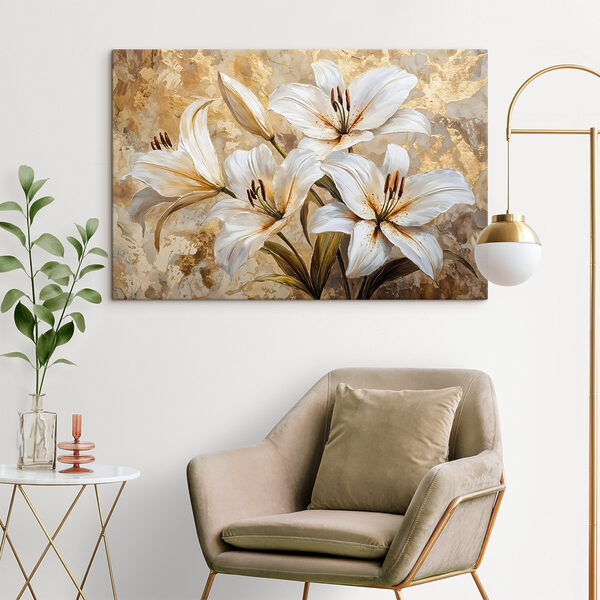 Schilderij van witte bloemen Schilderij van witte bloemen